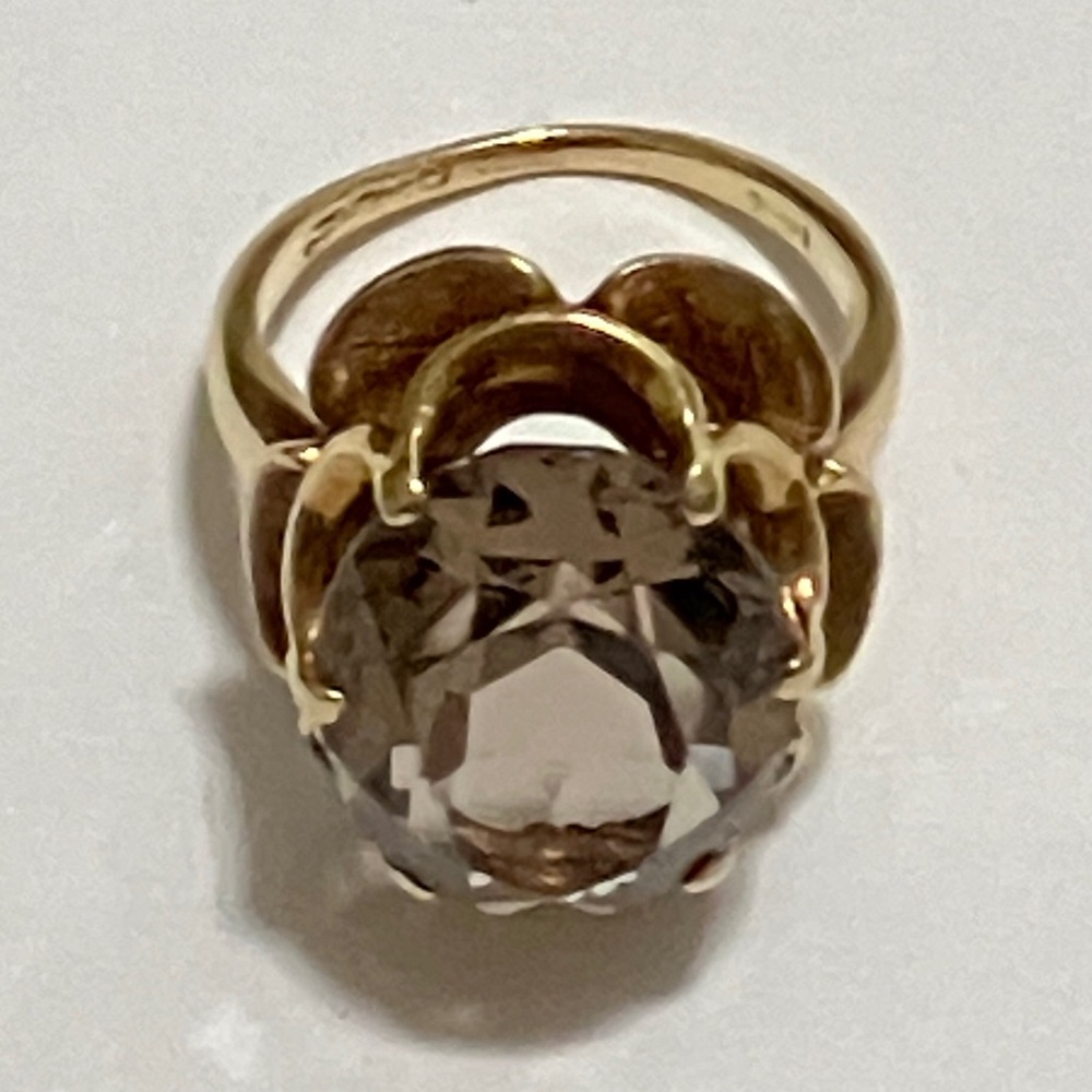 Ring - 14k Gold with Oval Smoky Topaz - Picture 8 of 9